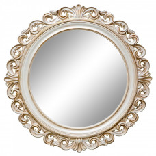 Круглое настенное зеркало в раме «Фроуд» Слоновая кость/золото/патина 